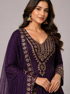 Purple embroidered anarkali
