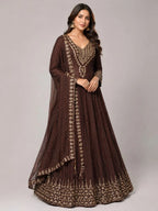 copper embroidered anarkali
