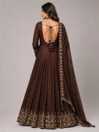 copper embroidered anarkali