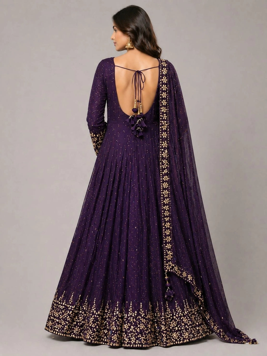 Purple embroidered anarkali