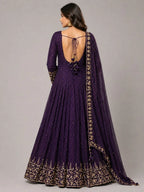 Purple embroidered anarkali