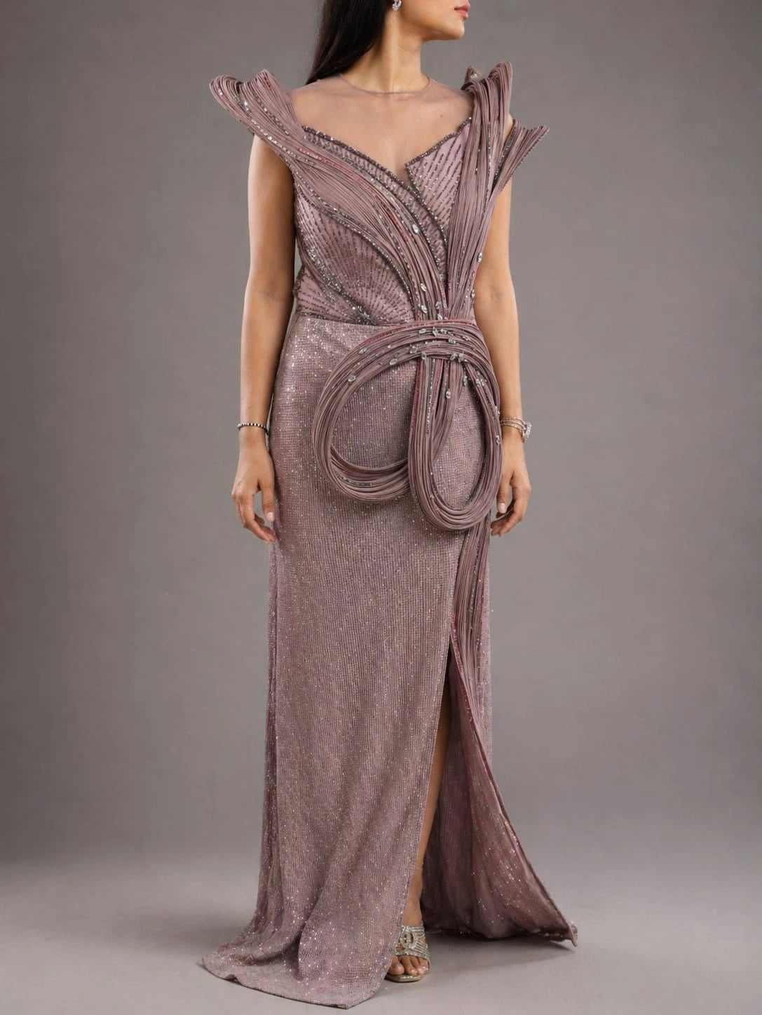 mauve western dress