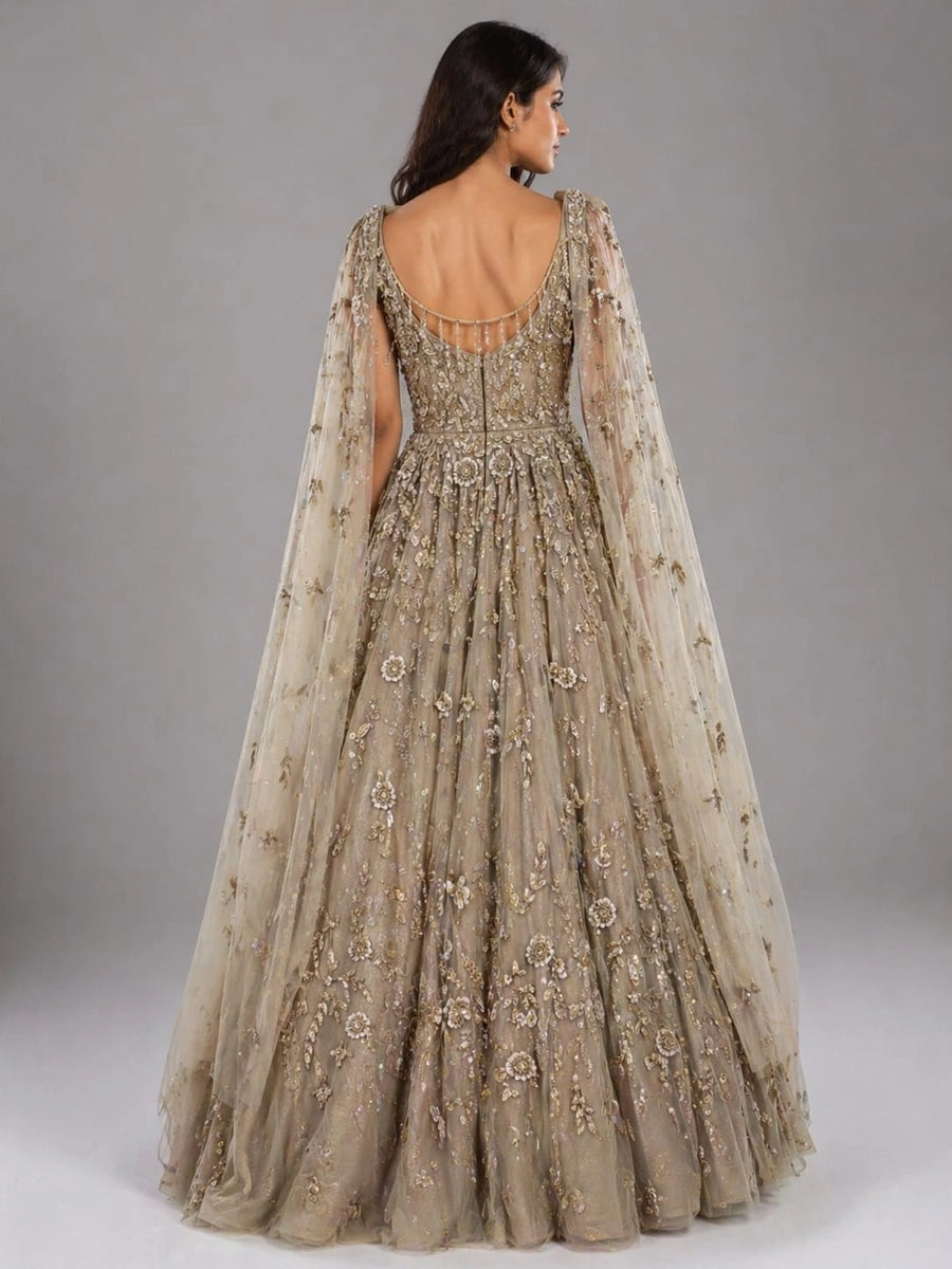 gold net gown