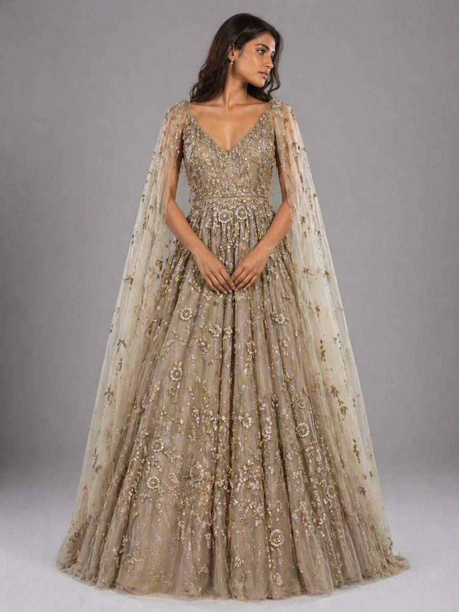 gold net gown