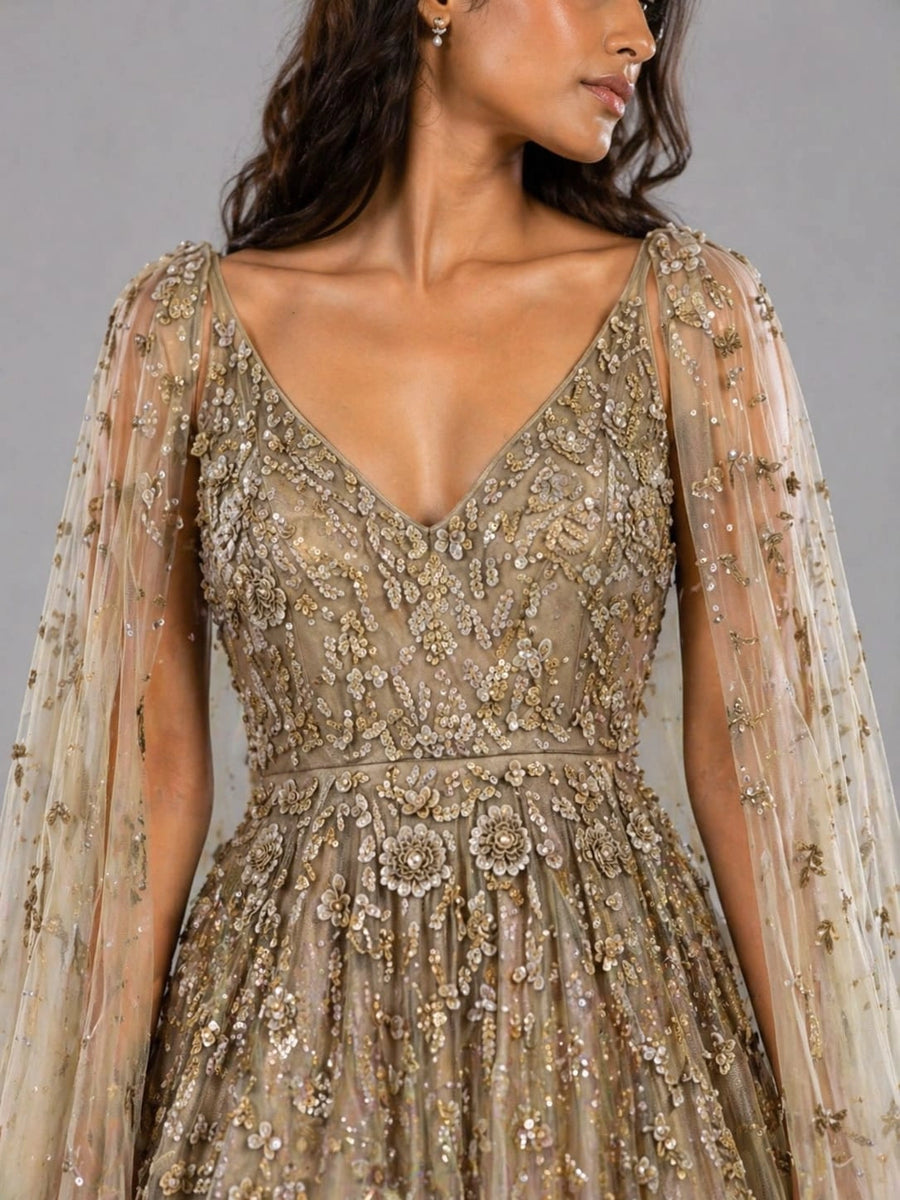 gold net gown