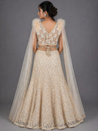 cream embroidered lehenga