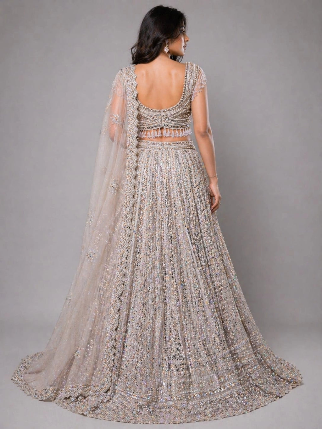 sparkling grey lehenga
