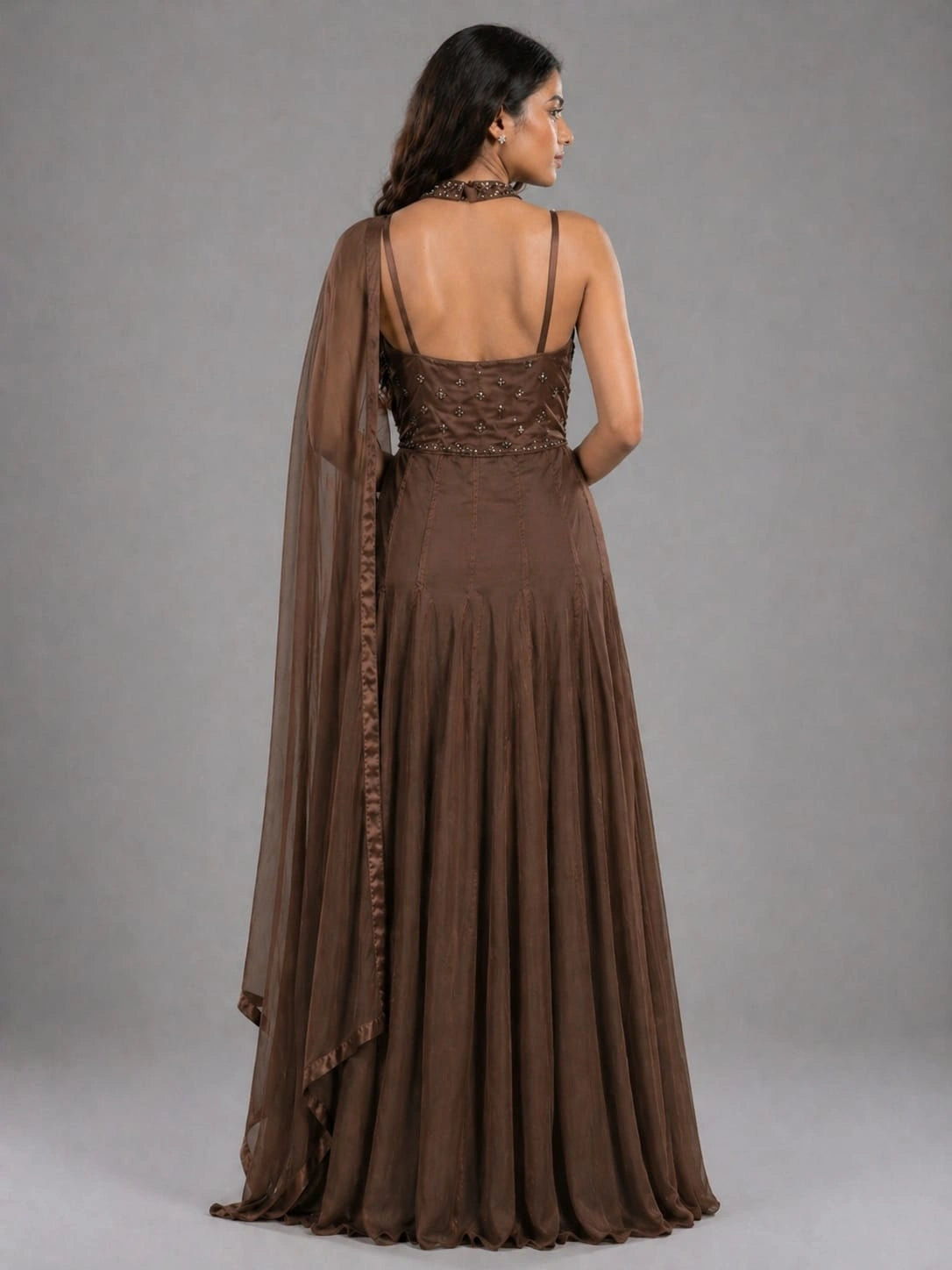 brown anarkali 