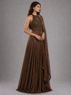 brown anarkali 