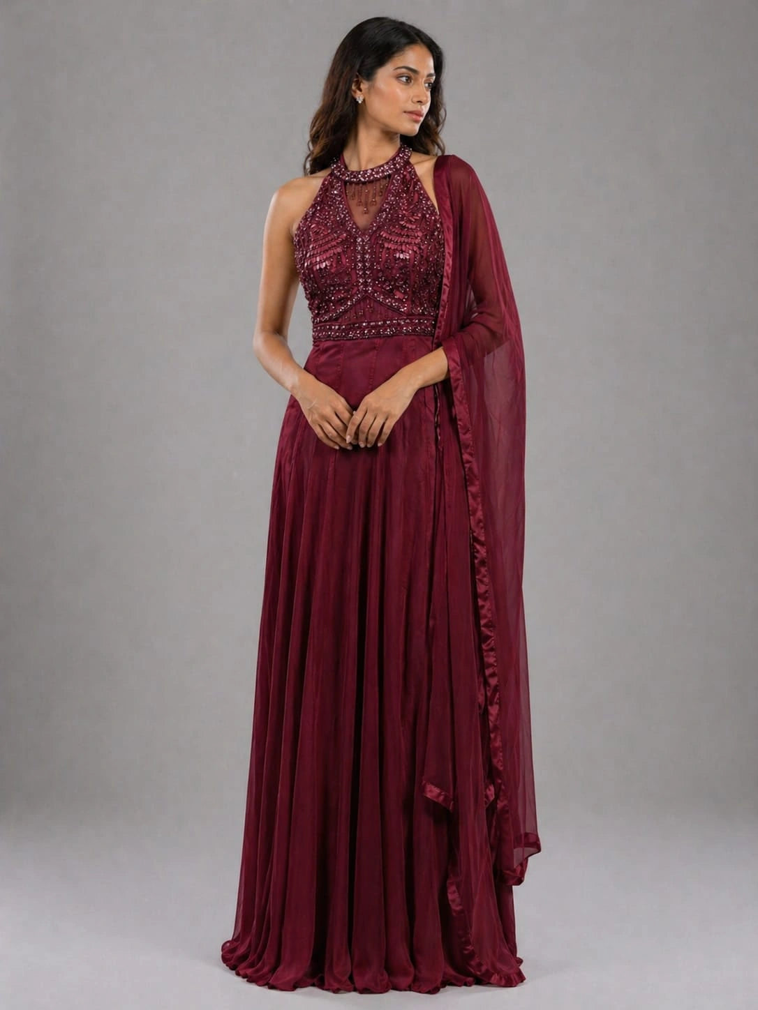 maroon anarkali 