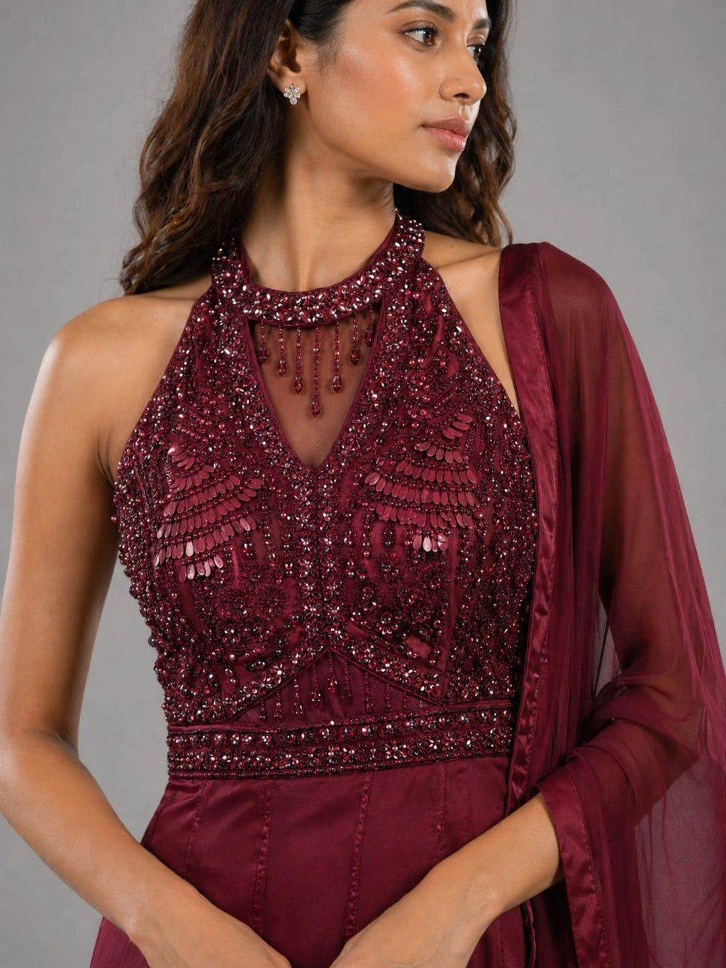 maroon anarkali 