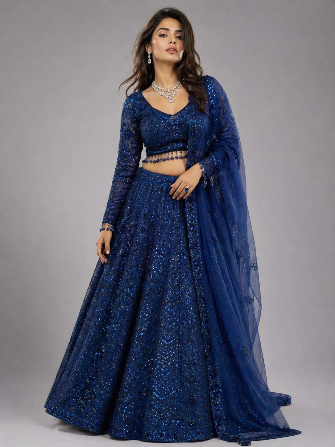 navy blue lehenga,