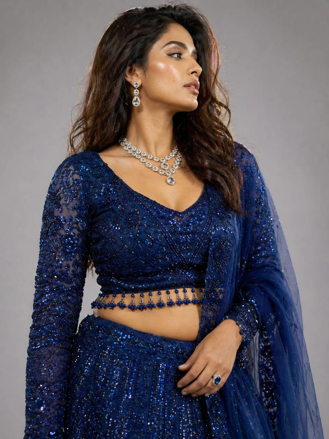 navy blue lehenga