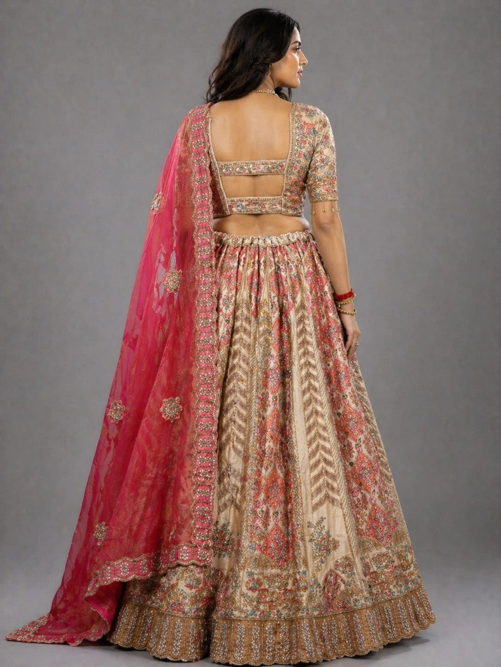 cream lehenga
