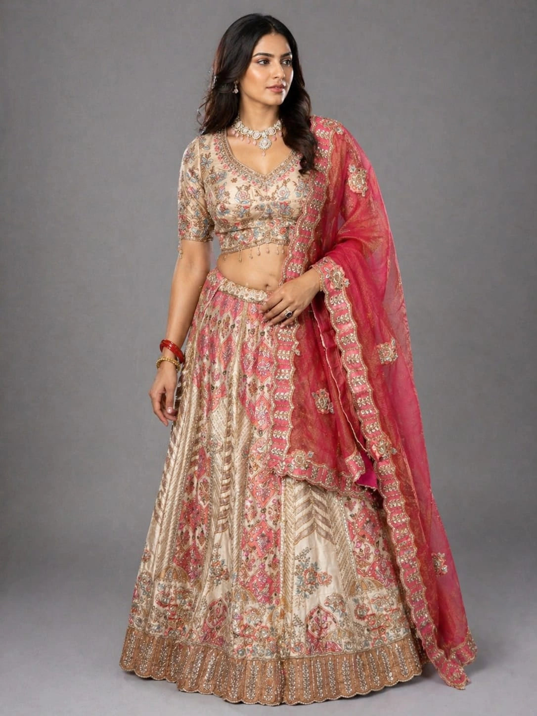 cream lehenga