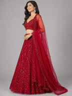 red ethnic lehenga