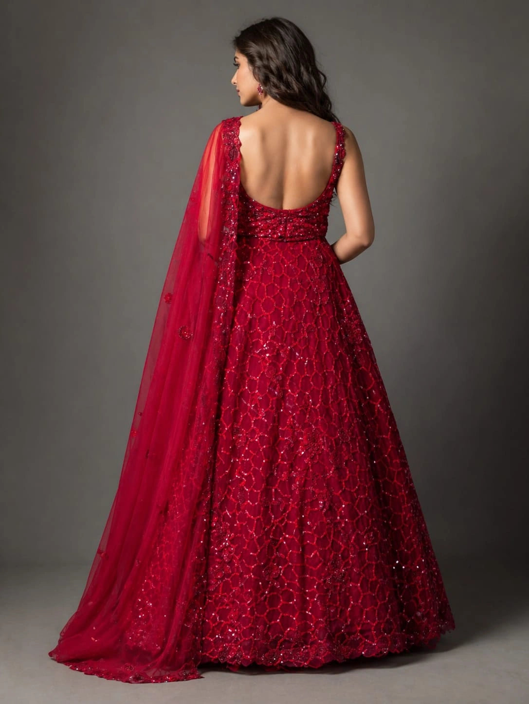 red ethnic lehenga