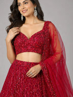 red ethnic lehenga