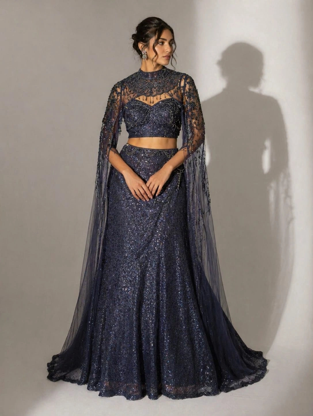 midnight blue lehenga