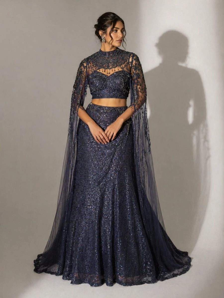 midnight blue lehenga
