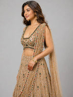 gold mirror work lehenga