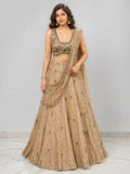gold mirror work lehenga