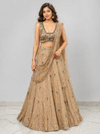 gold mirror work lehenga
