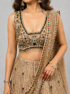 gold mirror work lehenga
