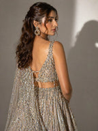 gold drape dupatta lehenga