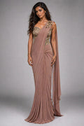 copper  drape saree