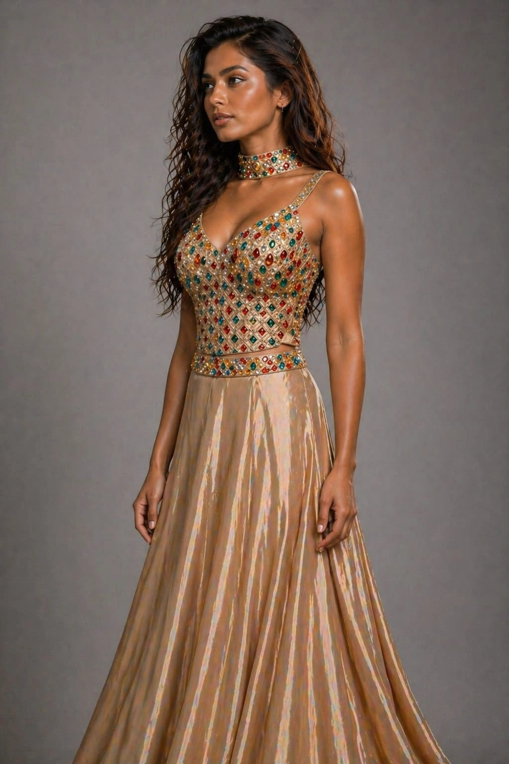 embroidered blouse lehenga