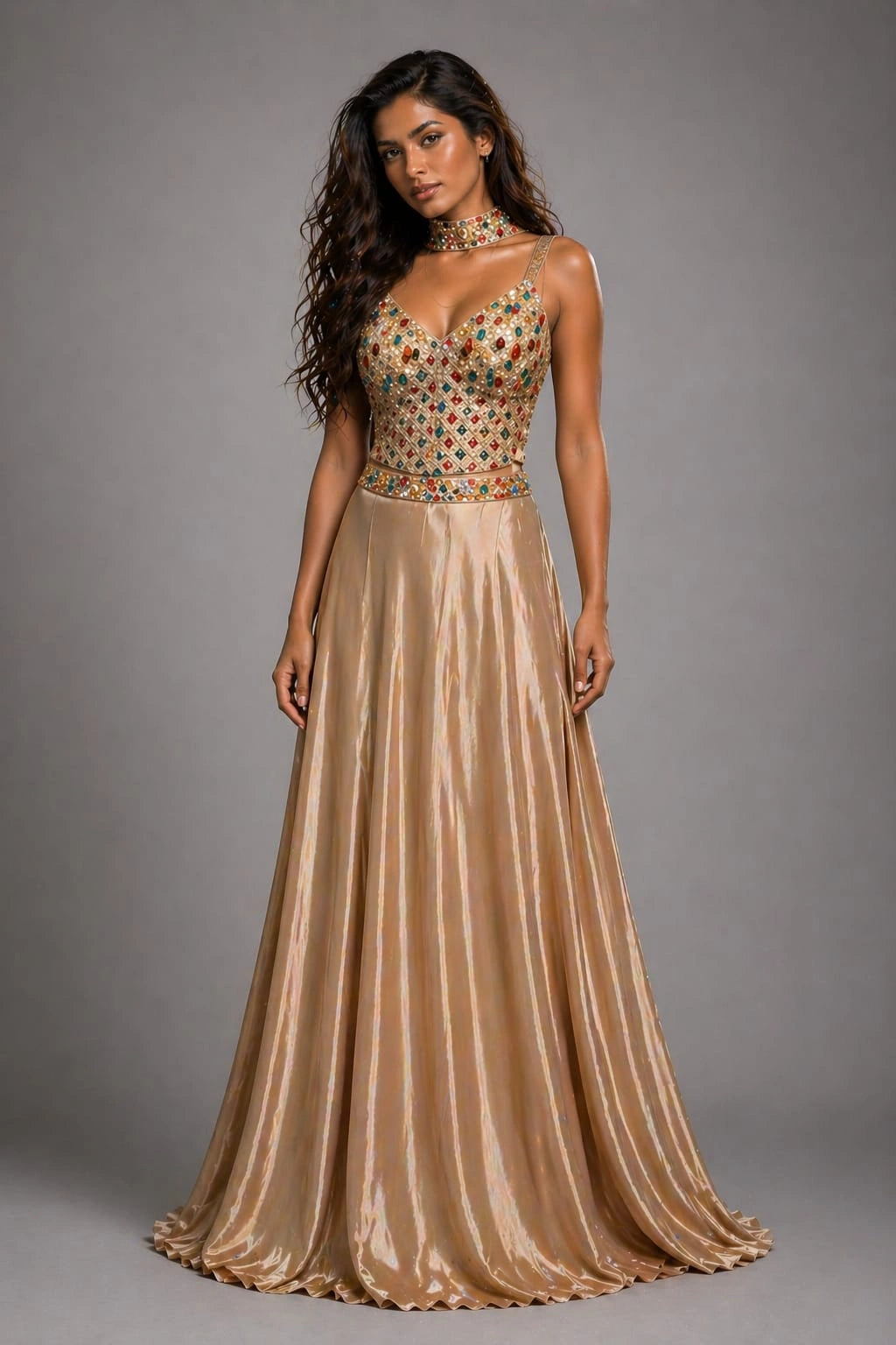 embroidered blouse lehenga