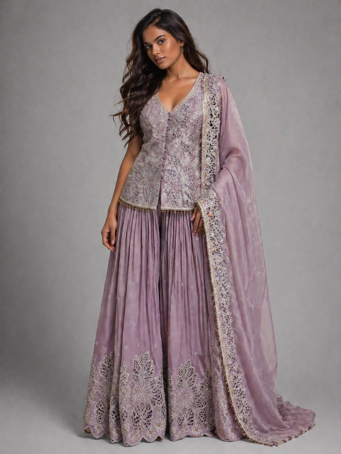 lavender sharara suit