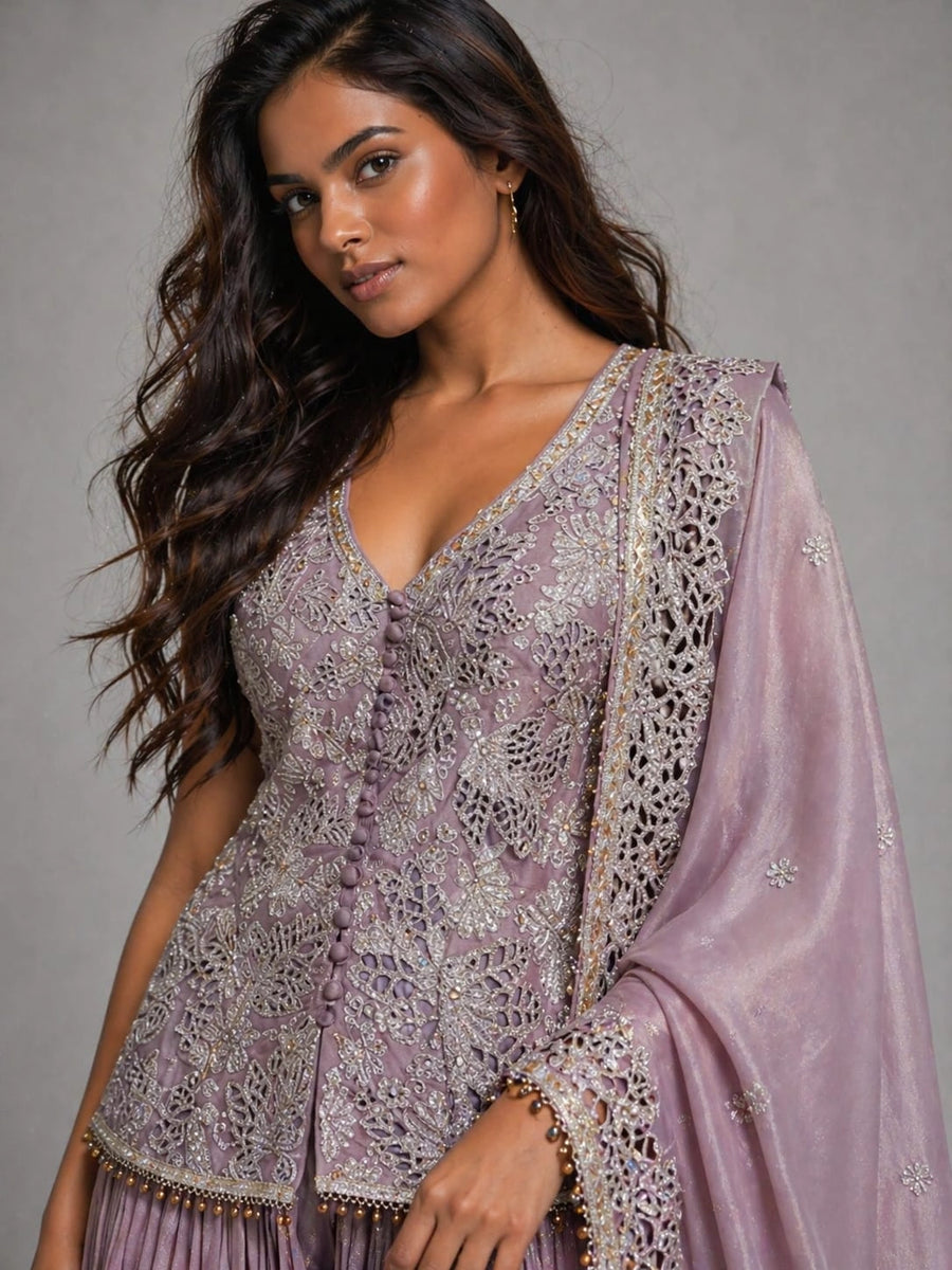 lavender sharara suit