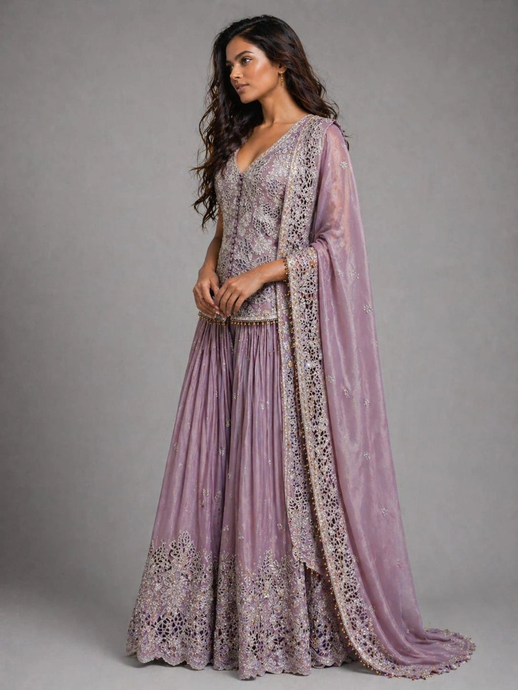 lavender sharara suit
