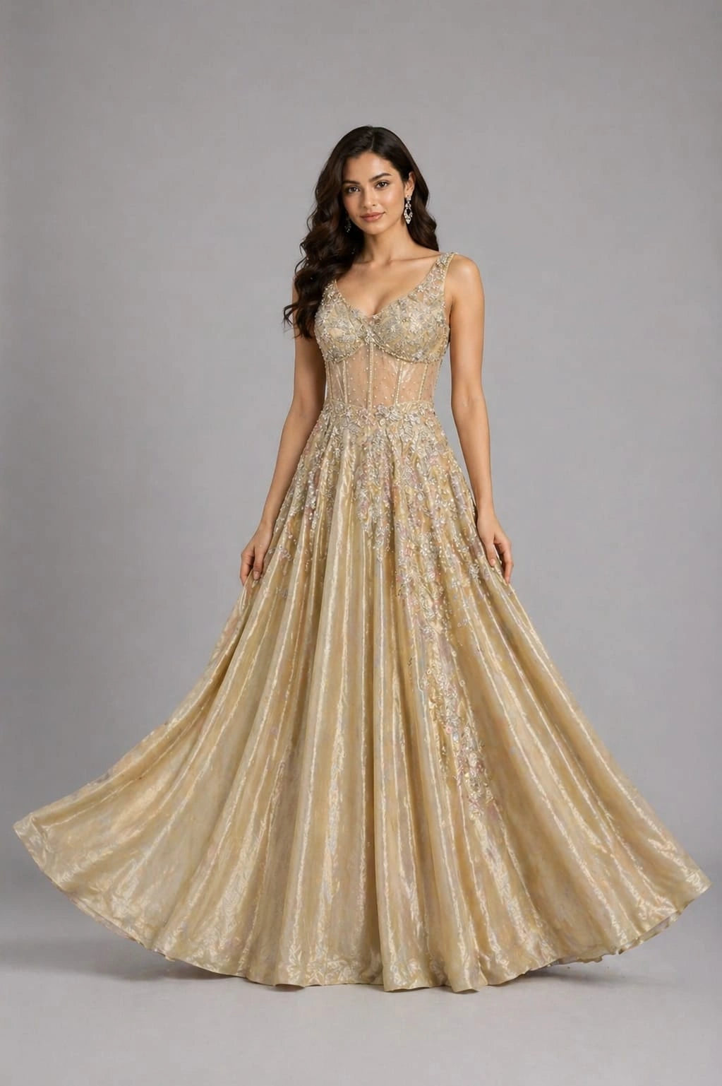 intricate peach lehenga