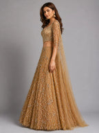 copper lehenga cape