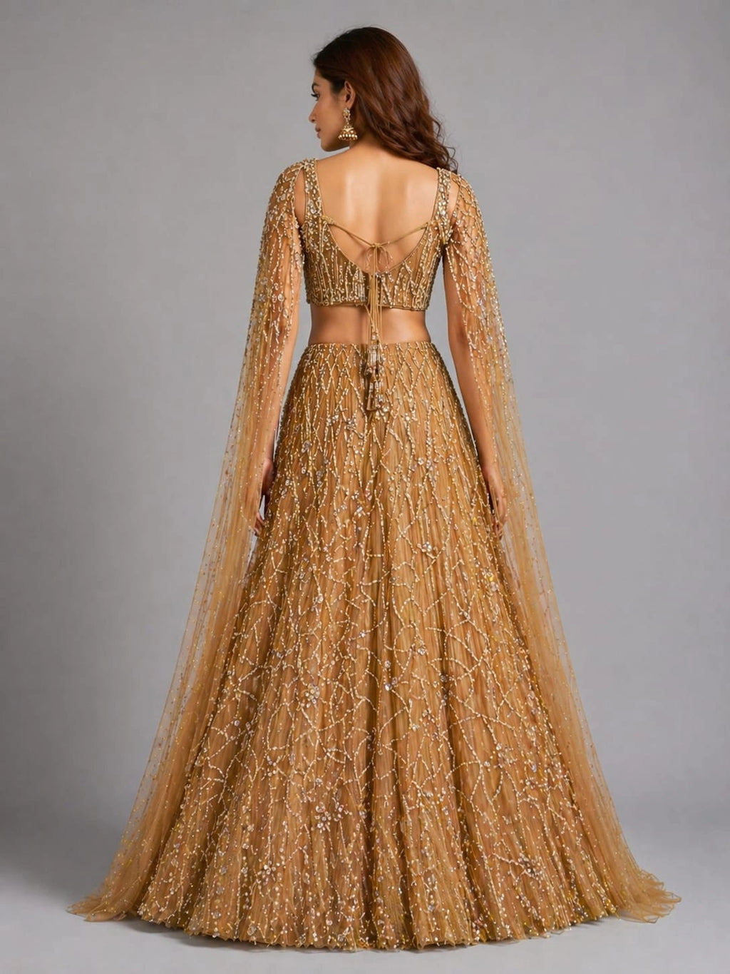 copper lehenga cape