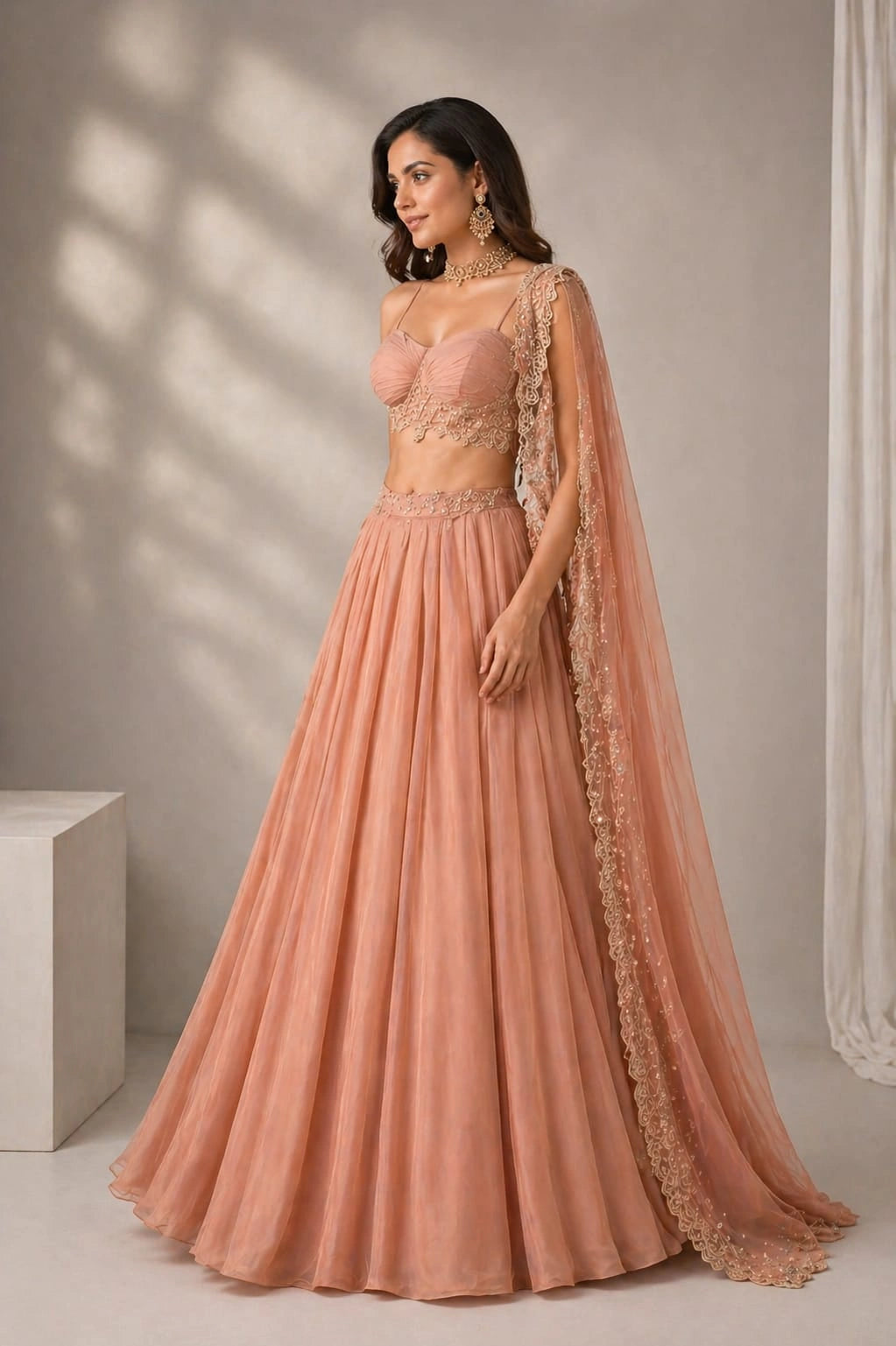  flowing pink lehenga