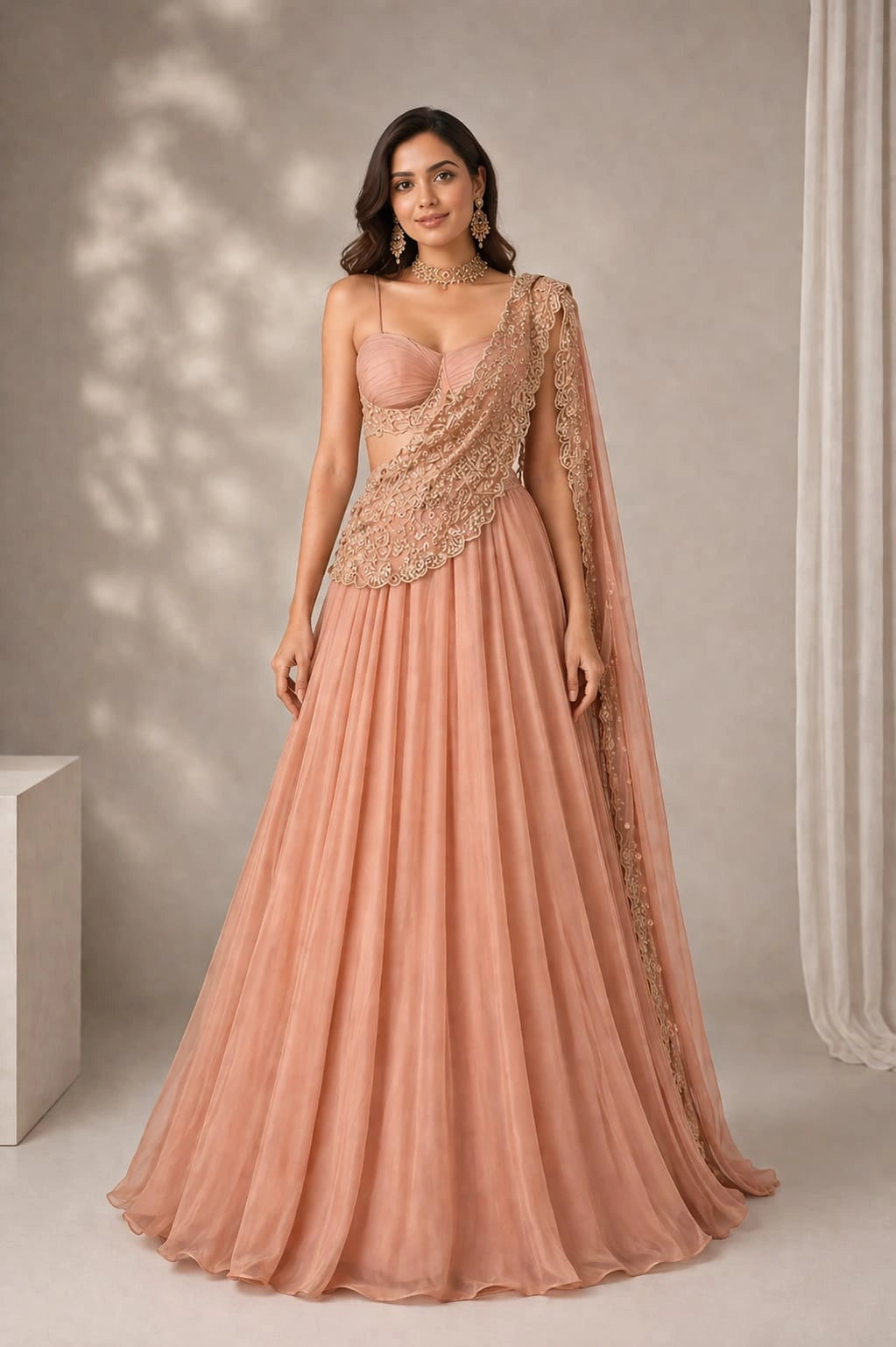  flowing pink lehenga