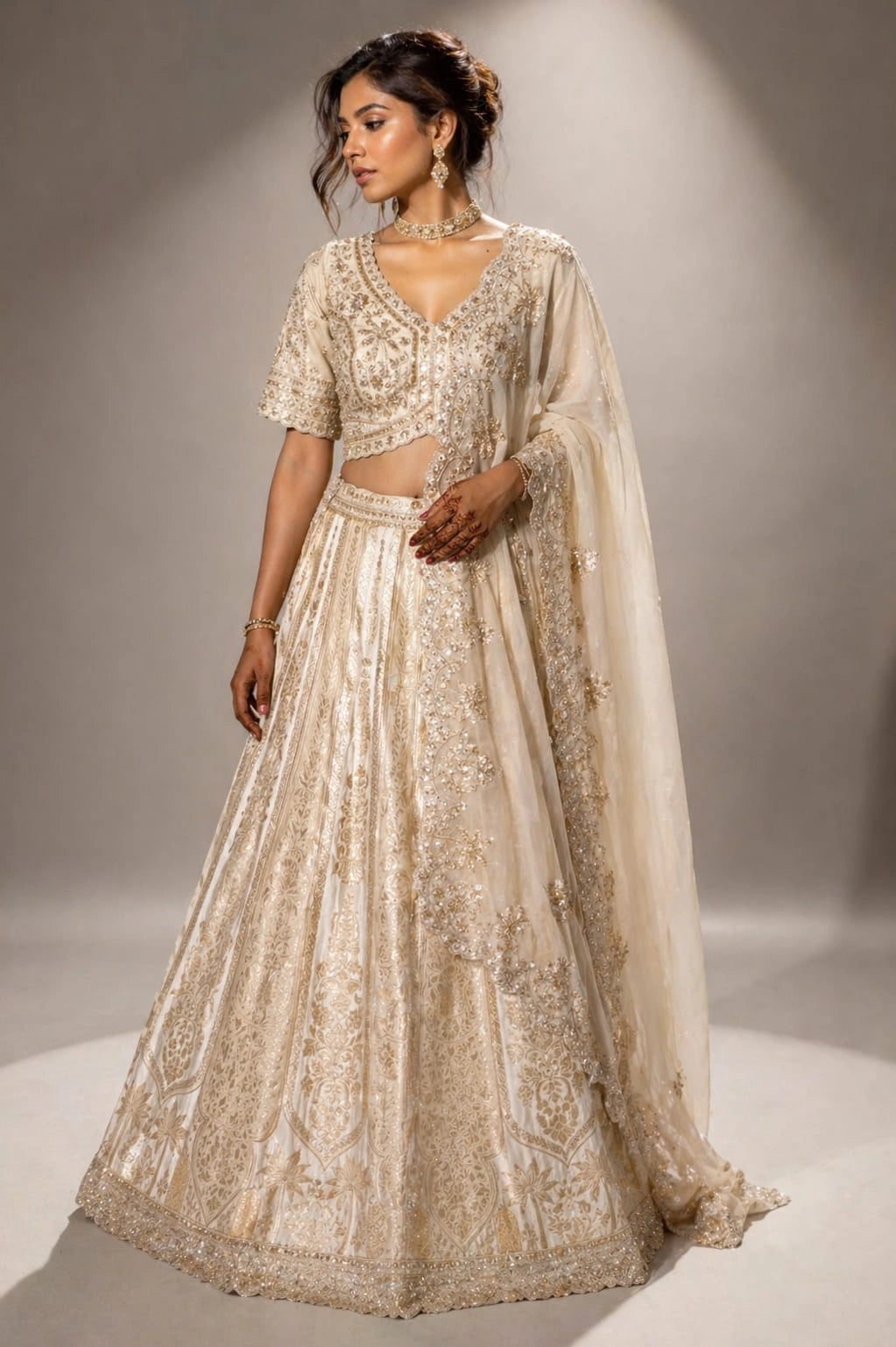 traditional ivory lehenga