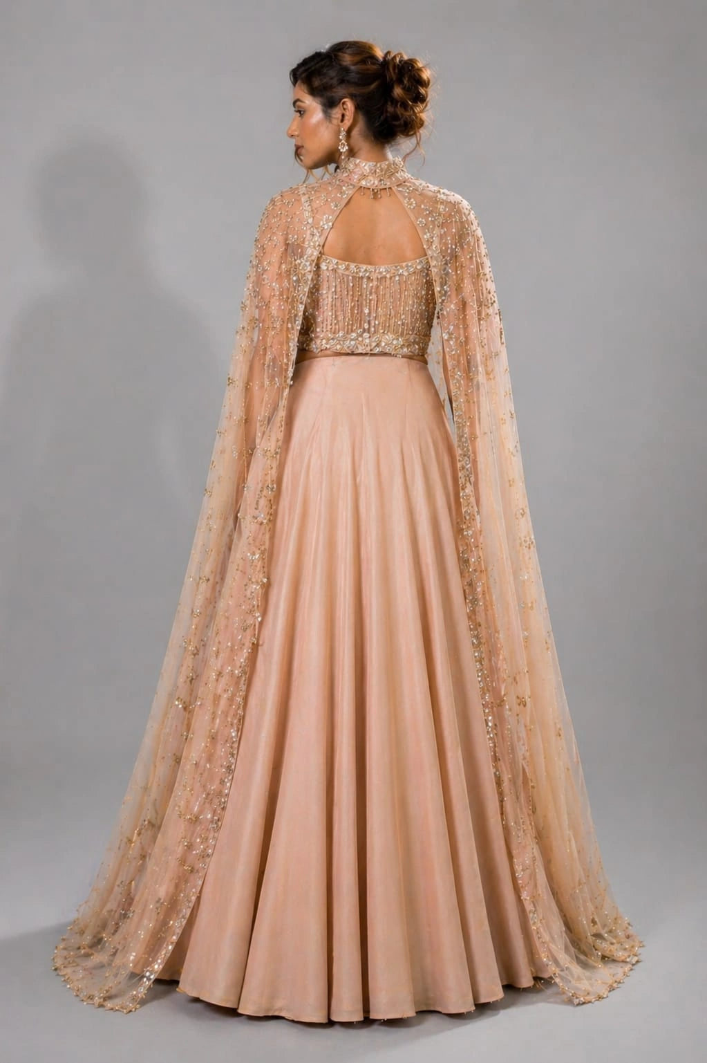 pink lehenga cape