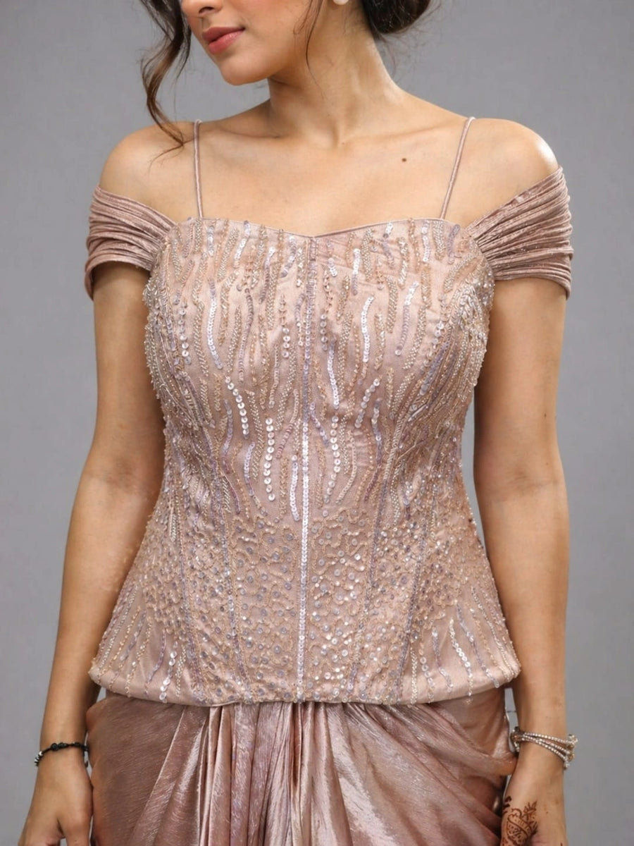 peach western dress