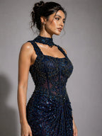  blue sequin dhoti