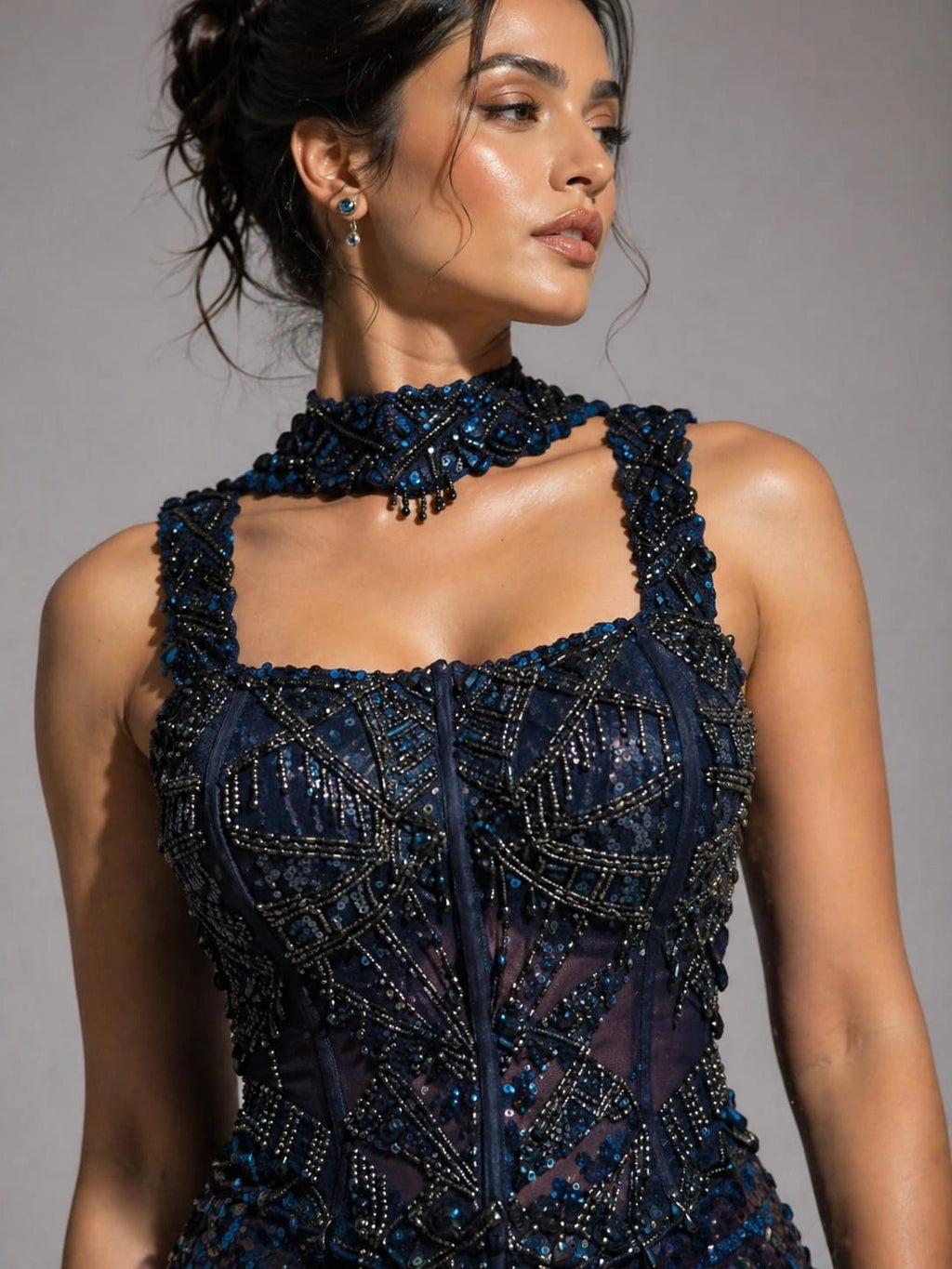  blue sequin dhoti