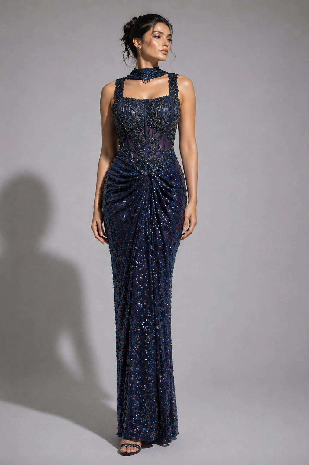  blue sequin dhoti