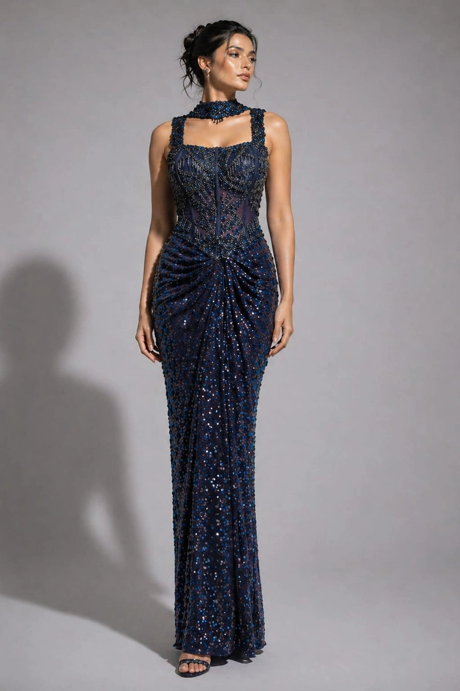  blue sequin dhoti