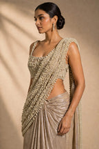pearl work saree
