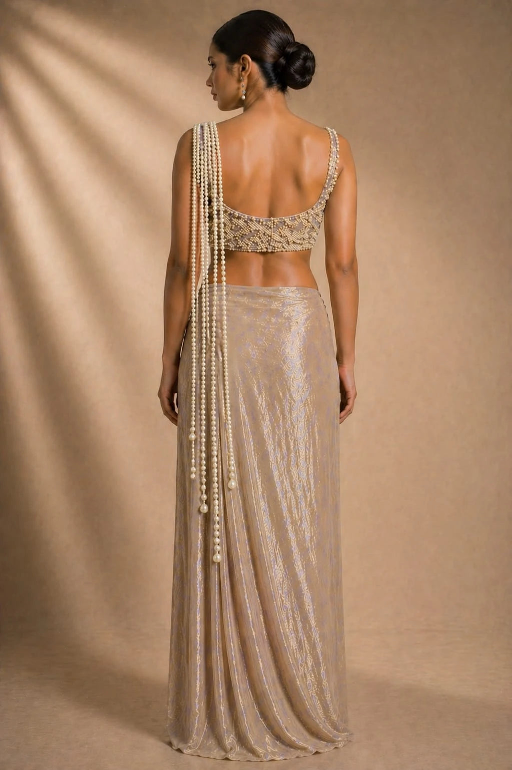 pearl work saree
