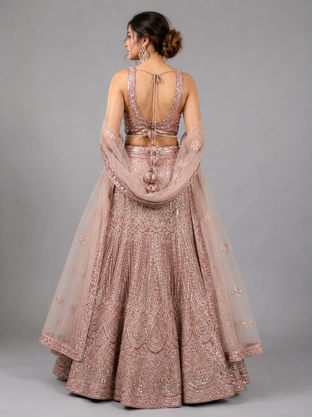peach dupatta lehenga